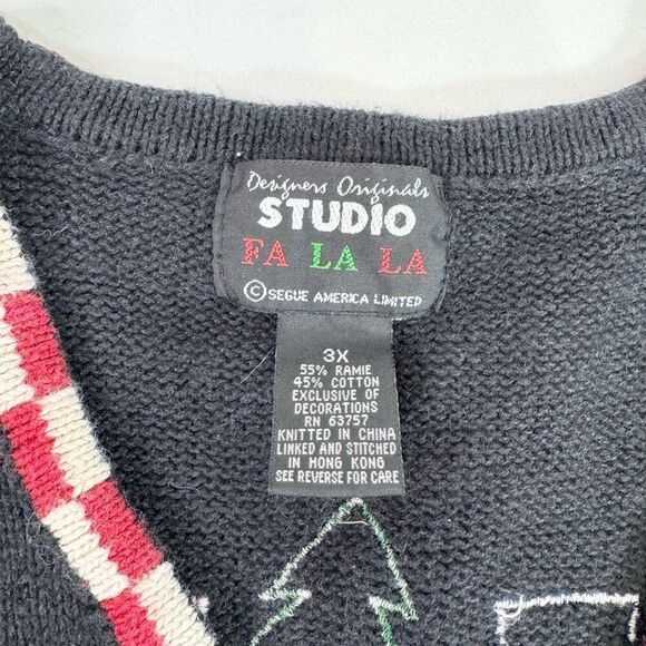 VTG Patriotic Christmas Knit Vest Designers Originals Womens 3X Embroidered USA - Picture 2 of 8